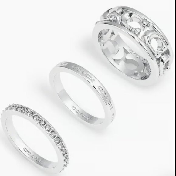 Coach Silver Signature Metal Ring Set - Picture 2 of 3